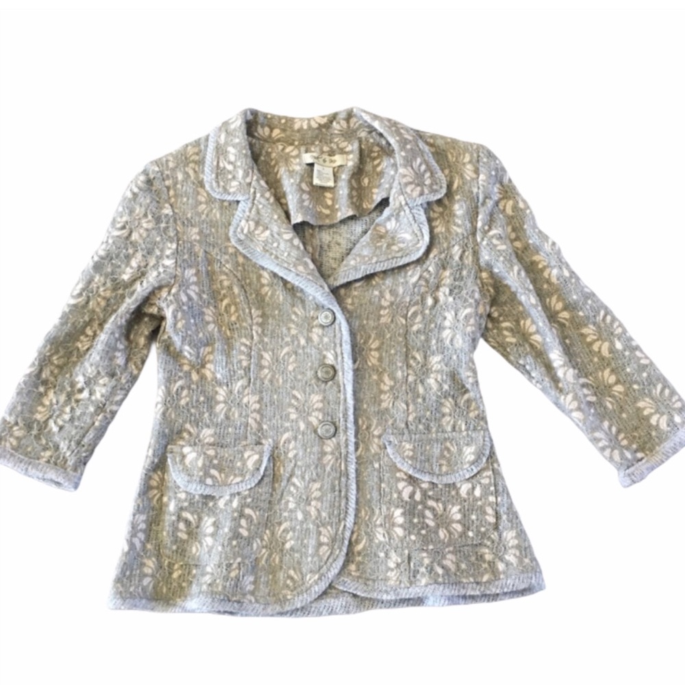 Anthropologie  Nick & Mo  Lace Over Gray Blazer